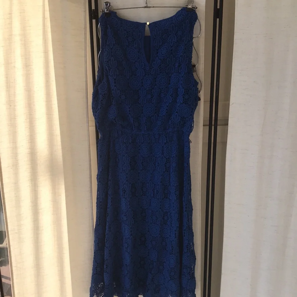 Lace dress w lining 10 Rich Royal  Blue sleeveless formal ?NWT - Picture 3 of 12
